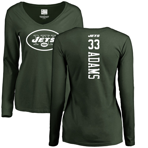 New York Jets Green Women Jamal Adams Backer NFL Football #33 Long Sleeve T Shirt->women nfl jersey->Women Jersey